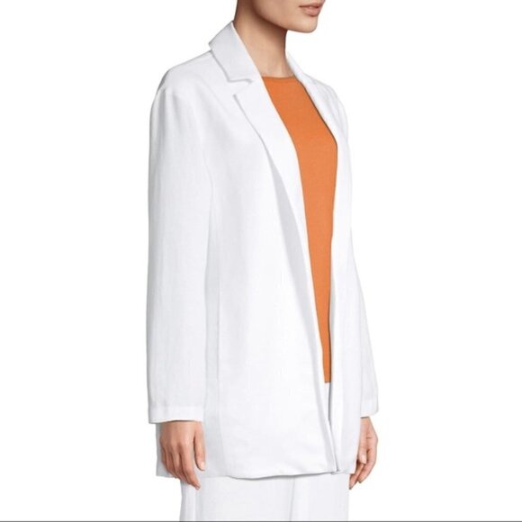 NWT Eileen Fisher White Notch Collar Open Front Lightweight Blazer size M - Picture 2 of 12